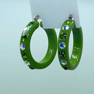 Vintage style olive color Lucite Acrylic1.5 inch Hoop party Fashion Earrings